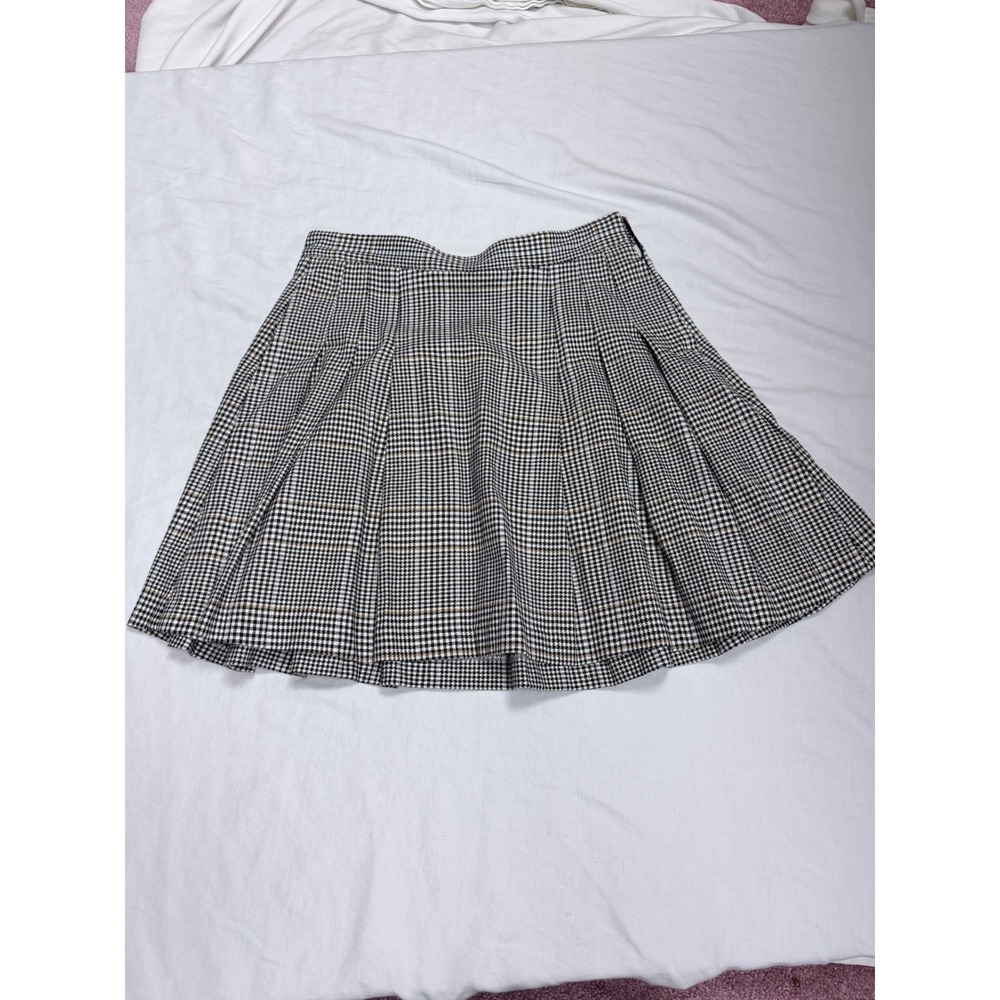Free Assembly Womens Houndstooth Pleated Mini Skirt Black Tan Size 4 FAWWB00184